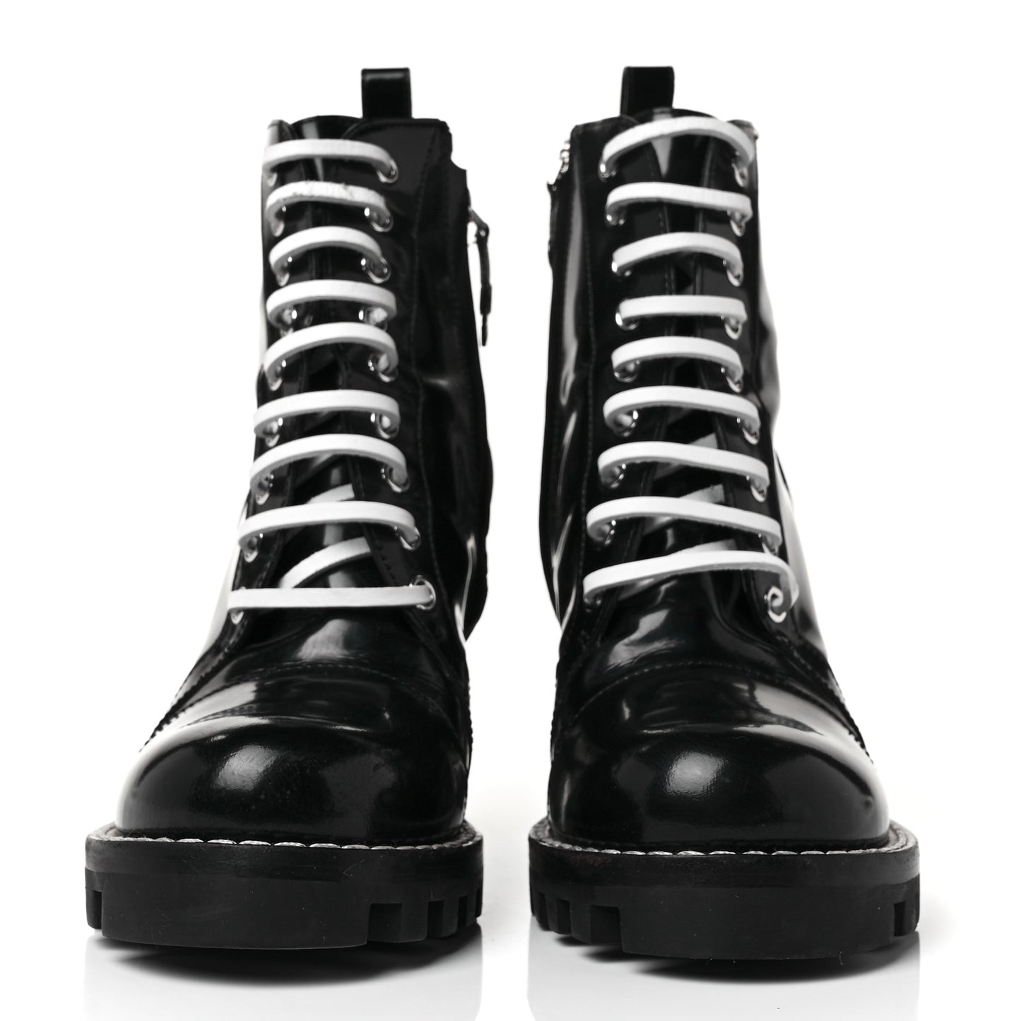 Glazed Calfskin Star Trail Ankle Boots 37 Black