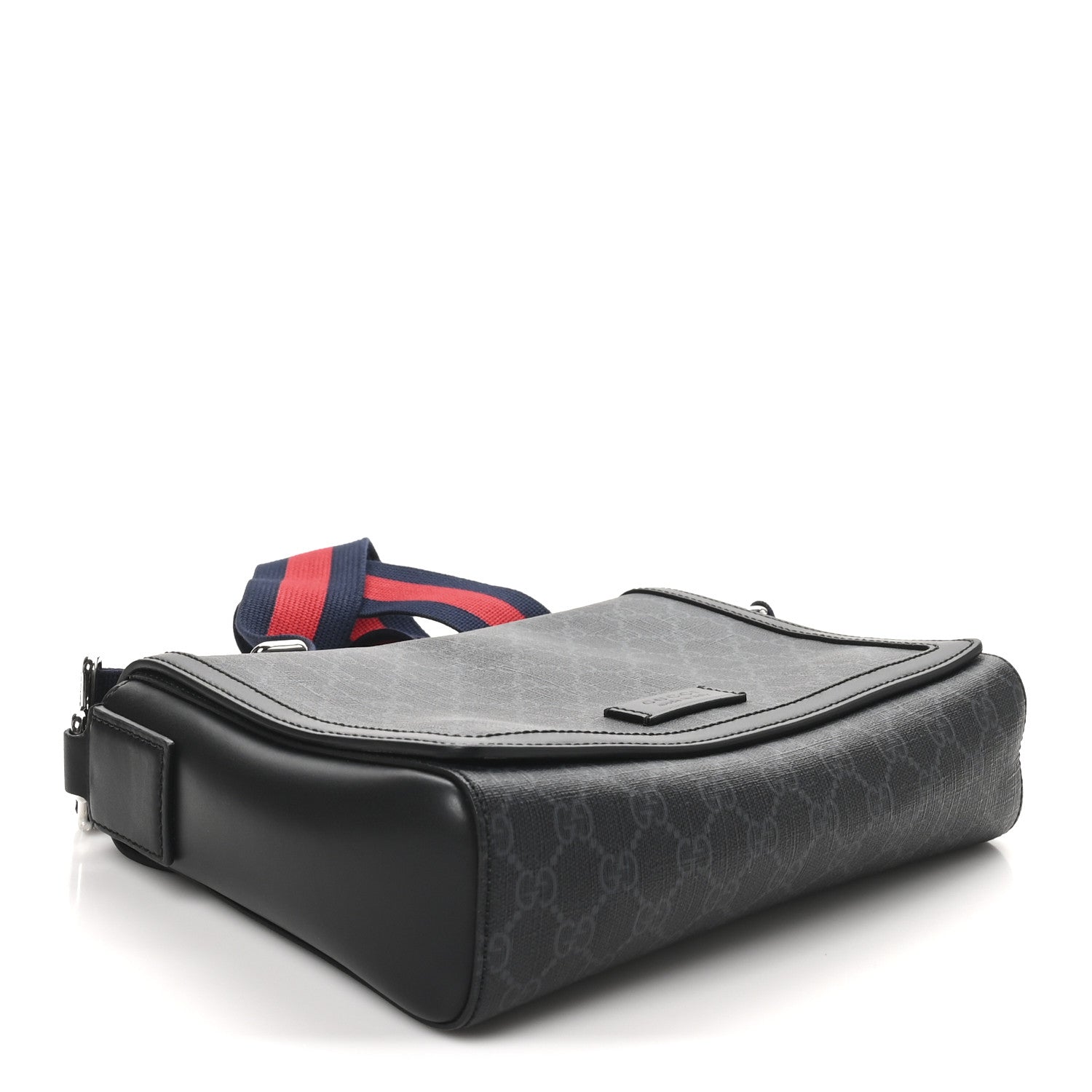 Gucci GG Supreme Monogram Appia Calfskin Web Crossbody Bag Black Grey 4 of 10