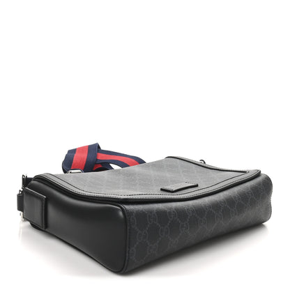 Gucci GG Supreme Monogram Appia Calfskin Web Crossbody Bag Black Grey 4 of 10