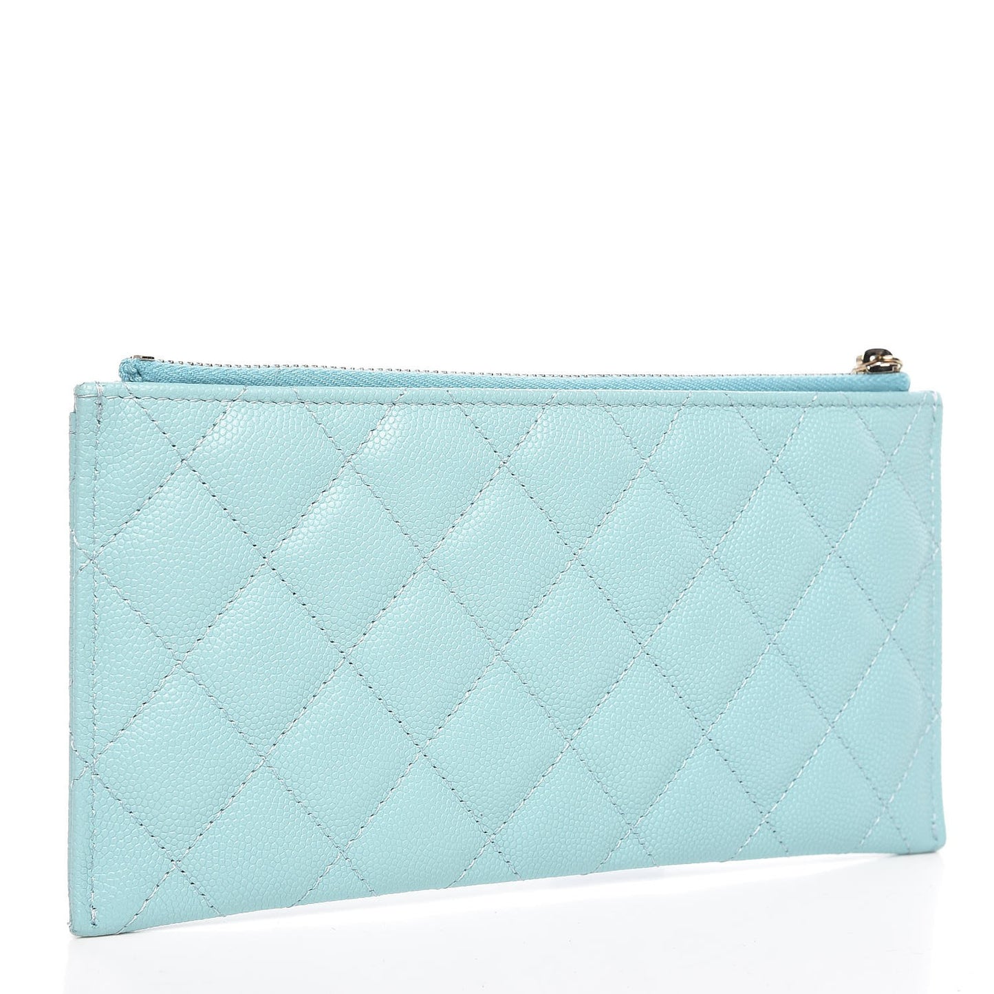 Caviar Quilted Classic Zip Pouch Light Blue