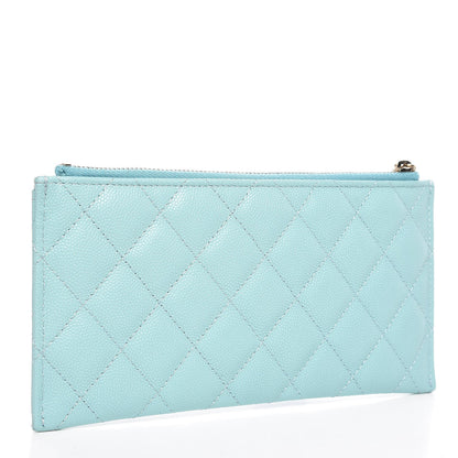 Chanel Caviar Quilted Classic Zip Pouch Light Blue 3 of 8