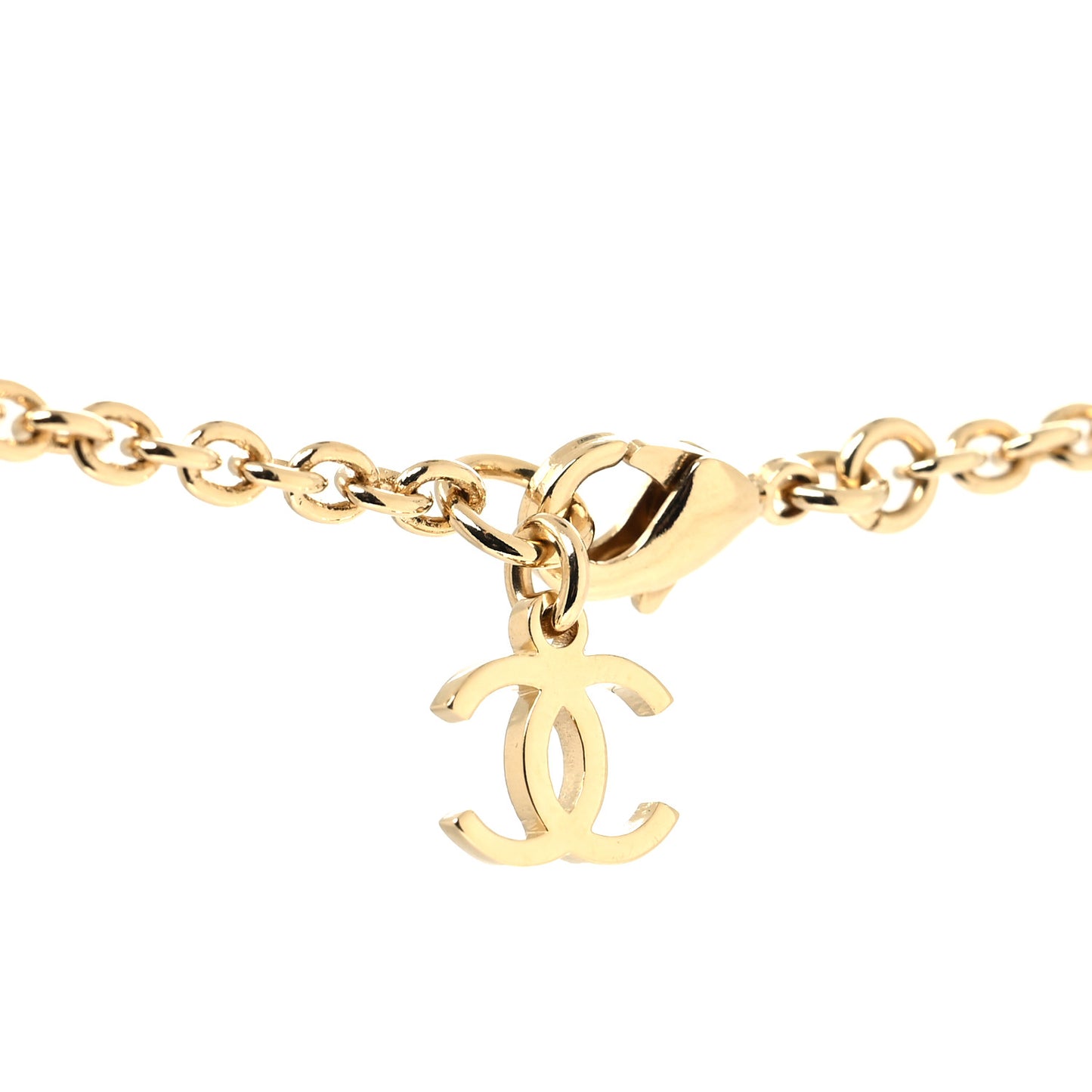 Crystal CC Heart Link Drop Necklace Gold