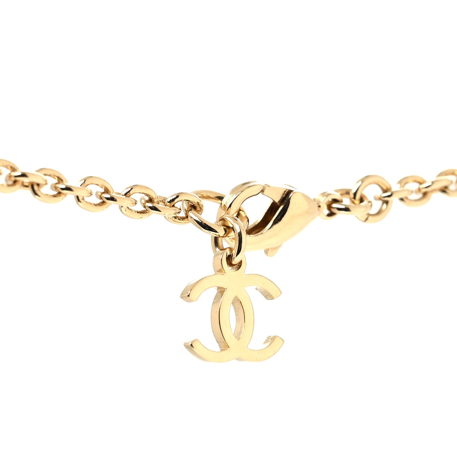 Chanel Crystal CC Heart Link Drop Necklace Gold 4 of 5