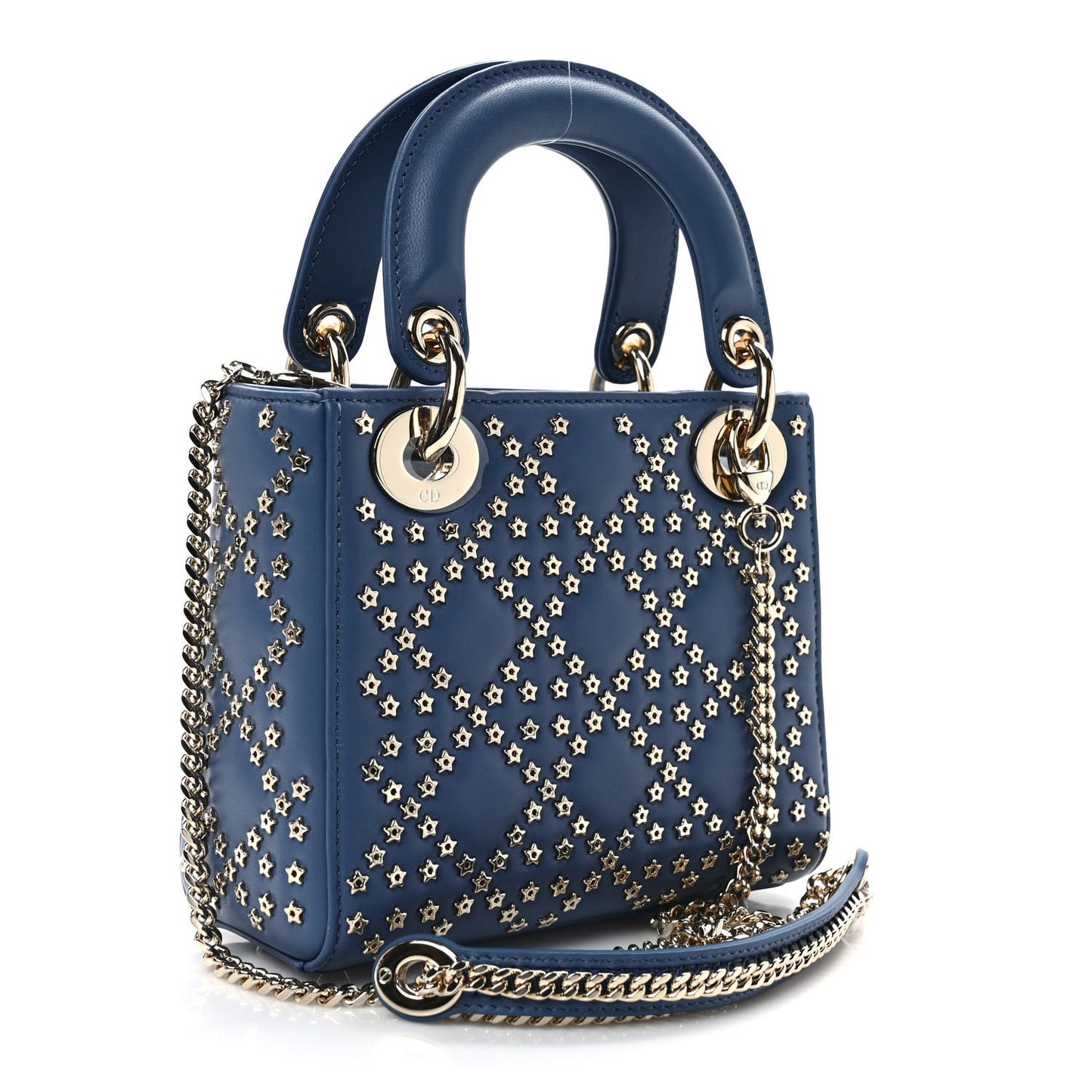 Lambskin Cannage Lucky Star Studded Mini Lady Dior Denim Blue