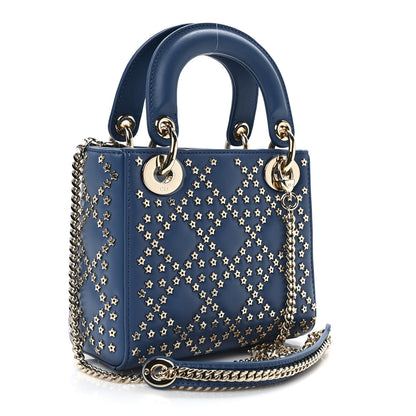 Christian Dior Lambskin Cannage Lucky Star Studded Mini Lady Dior Denim Blue 3 of 9