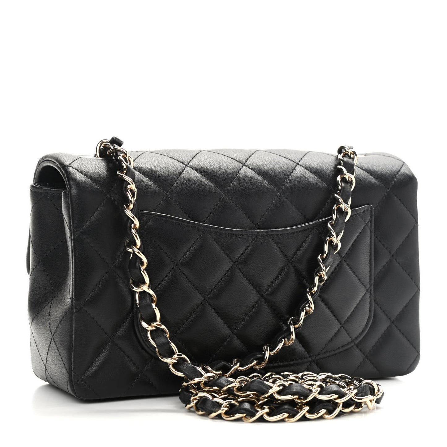 Lambskin Quilted Mini Rectangular Flap Black