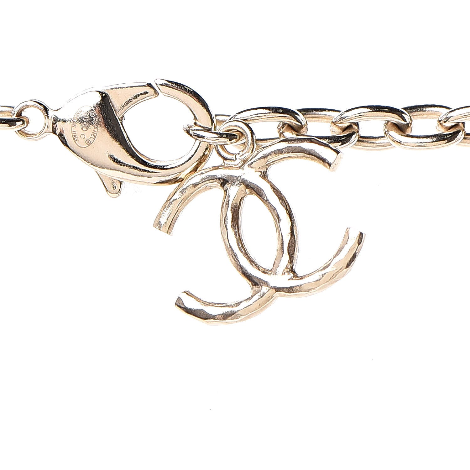 Chanel Metal Hoop Cuba Logo Necklace Gold 4 of 5