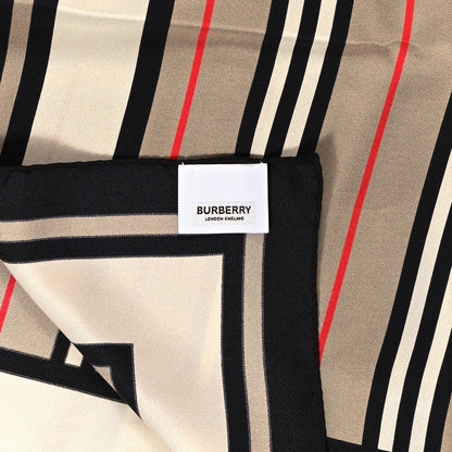 Burberry Silk Monogram Icon Stripe Check Print Scarf Archive Beige 3 of 4