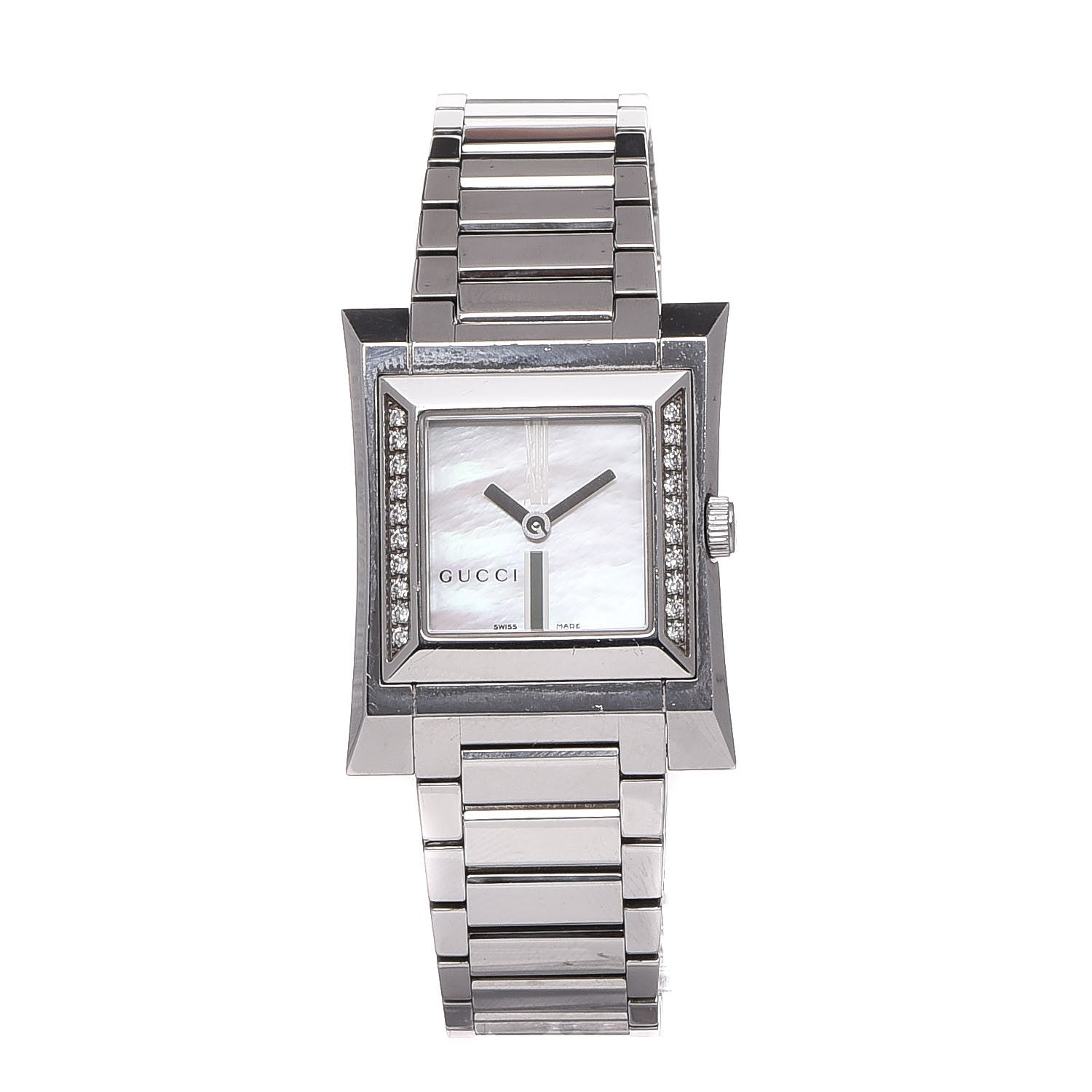 Gucci Stainless Steel Diamond Mother of Pearl 23mm 111L Quartz Watch 1 of 8