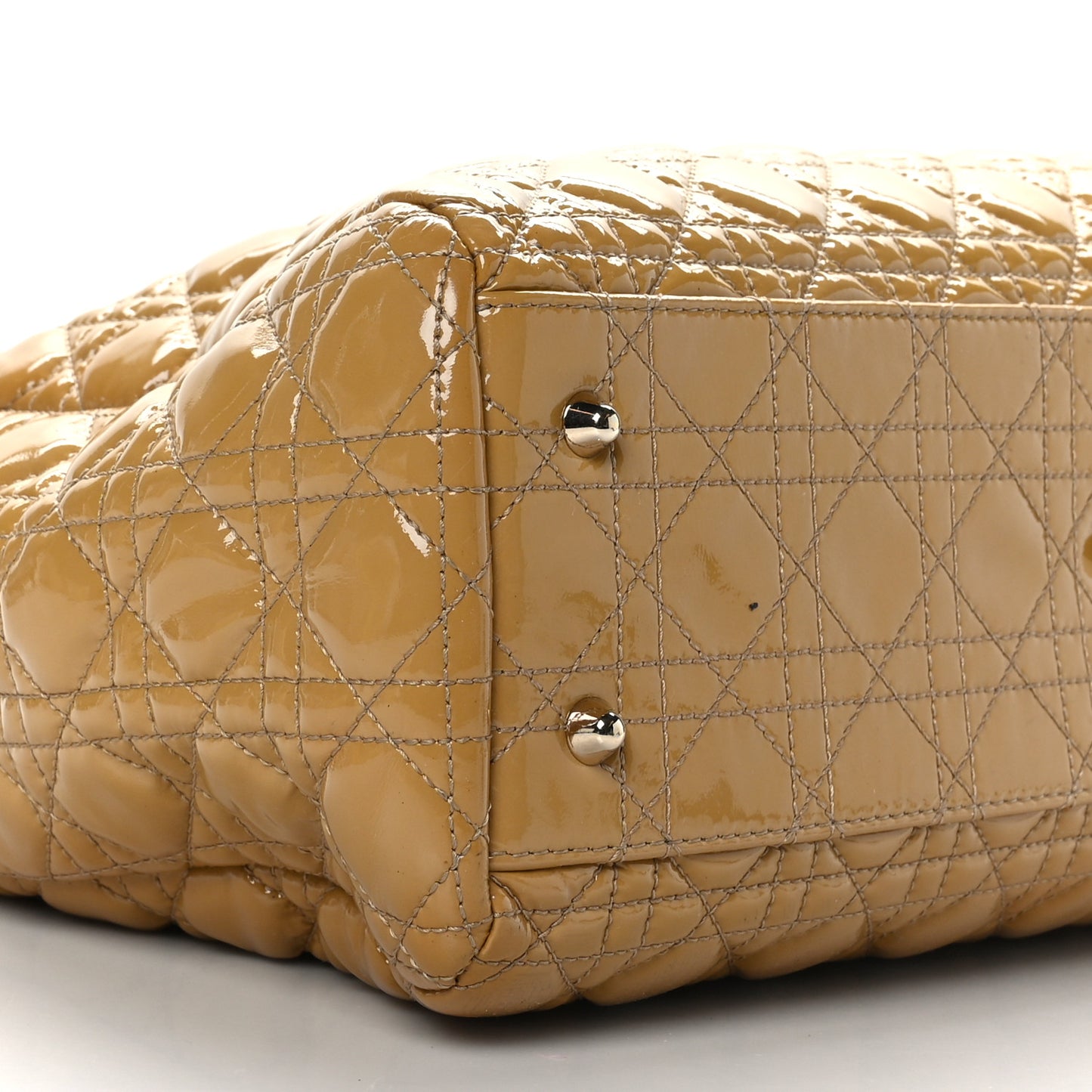 Patent Cannage Large Dior Soft Shopping Tote Beige