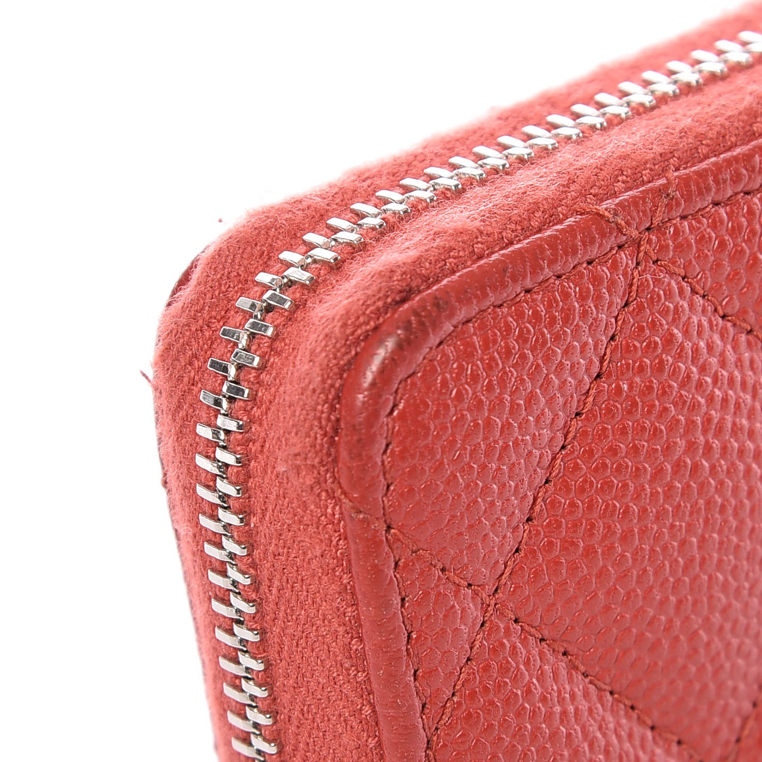 Chanel Caviar Quilted Zip Coin Purse Red 11 of 14