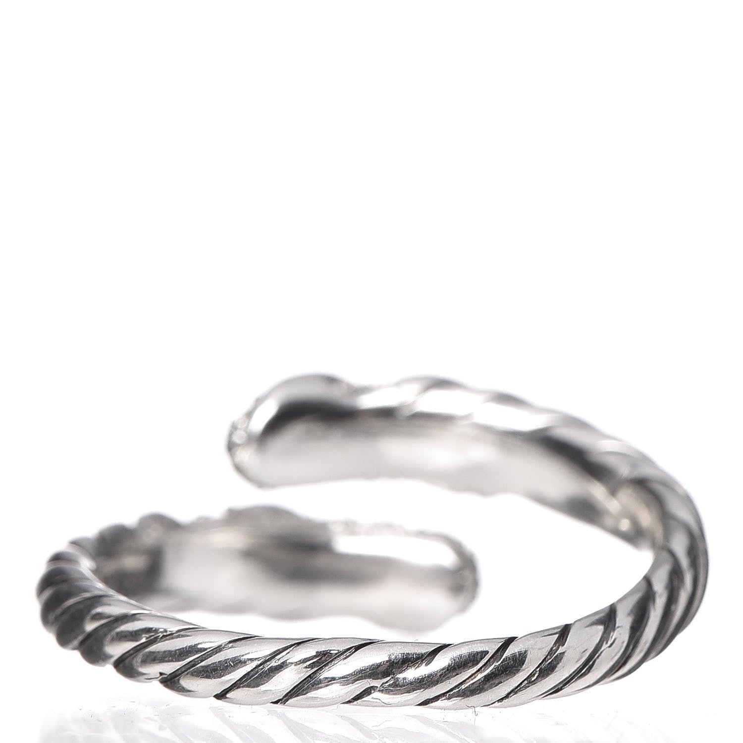 David Yurman Sterling Silver Diamond 10mm Willow Open Single Row Ring 58 8.25 3 of 4