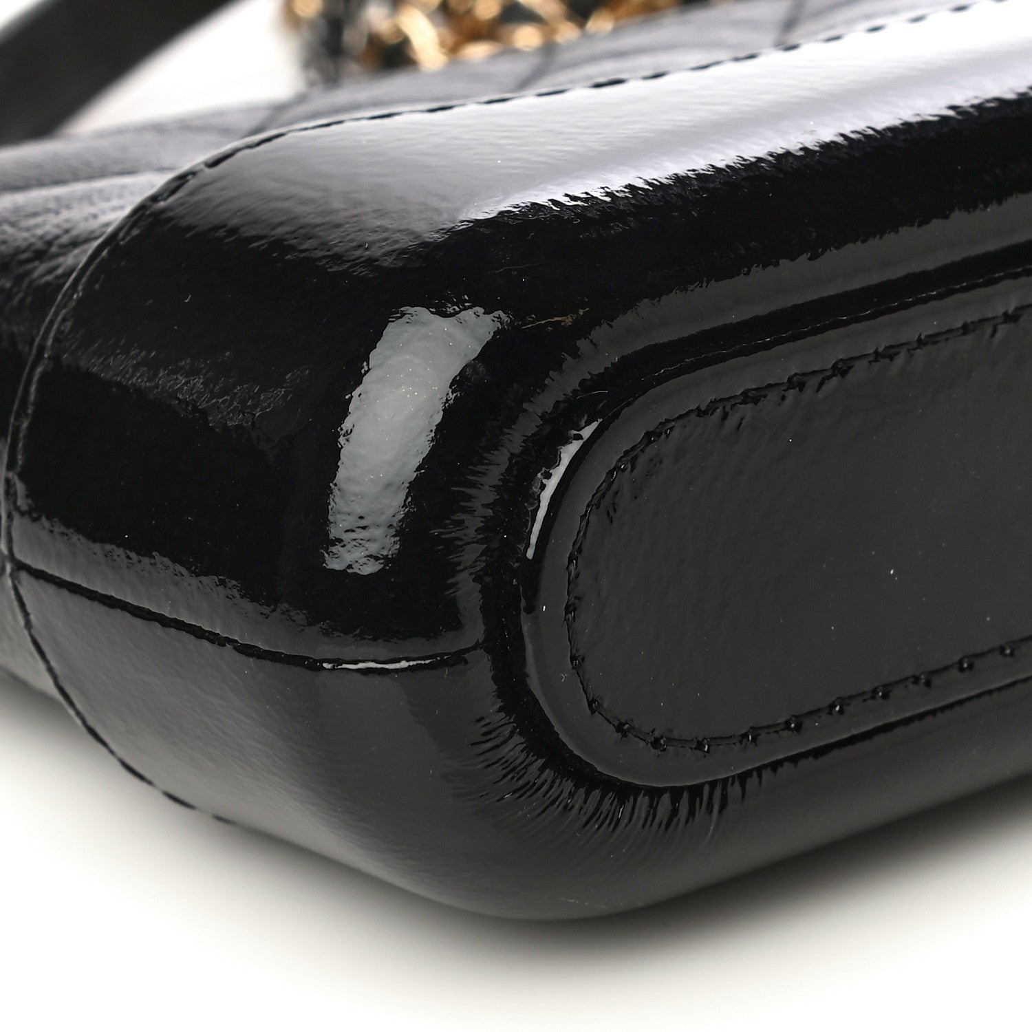 Chanel Patent Goatskin Quilted Small Gabrielle Clutch With Chain Black 11 of 16