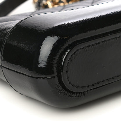 Chanel Patent Goatskin Quilted Small Gabrielle Clutch With Chain Black 11 of 16