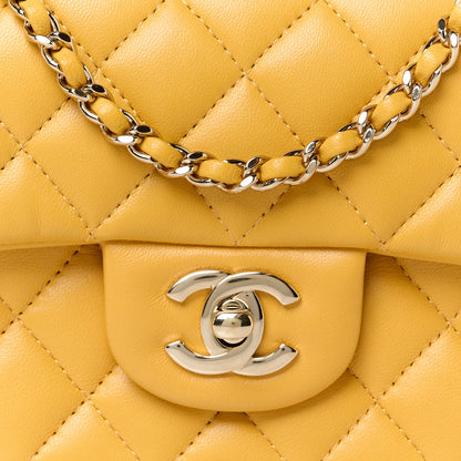Chanel Lambskin Quilted Mini Top Handle Rectangular Flap Yellow 9 of 12