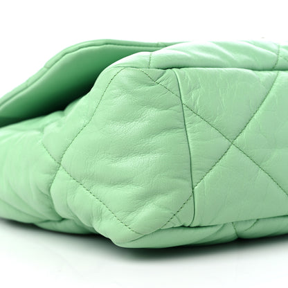 Chanel Goatskin Quilted Maxi Chanel 19 Flap Green 8 of 10