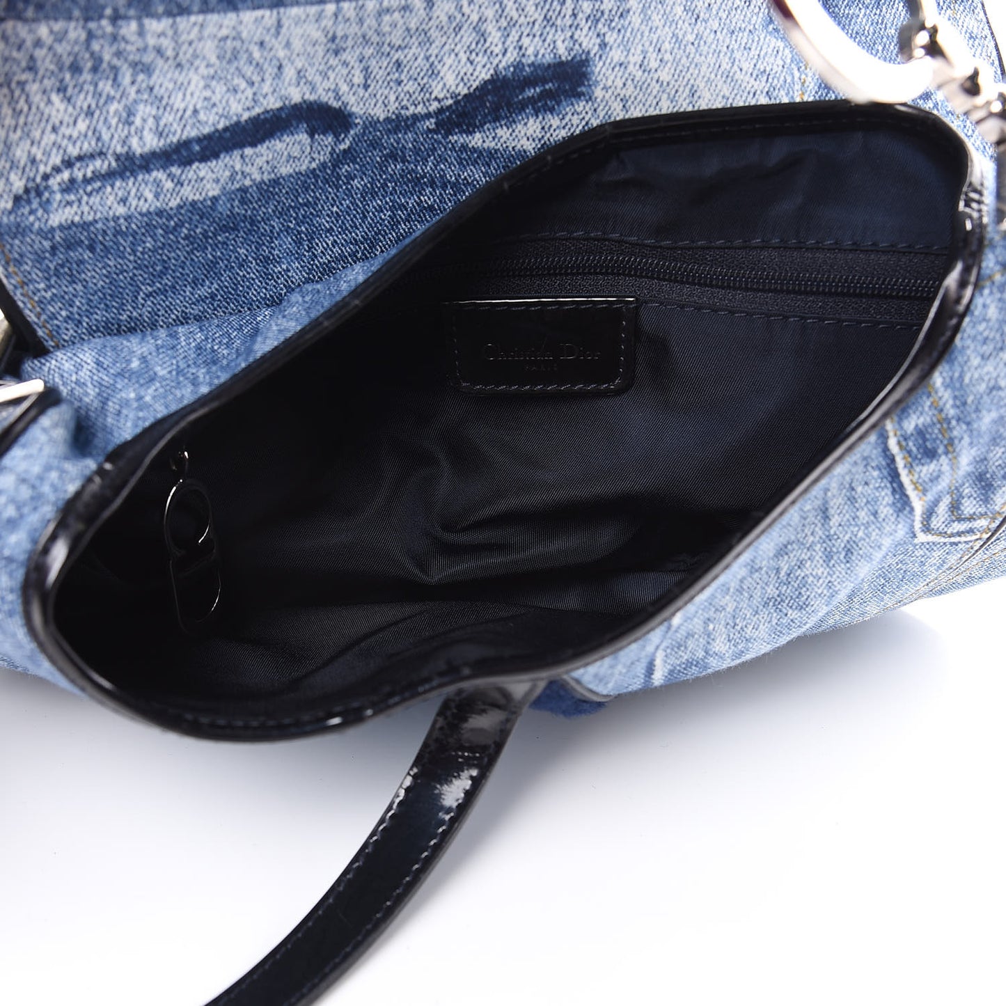 Denim Miss Diorella Double Saddle Bag Blue