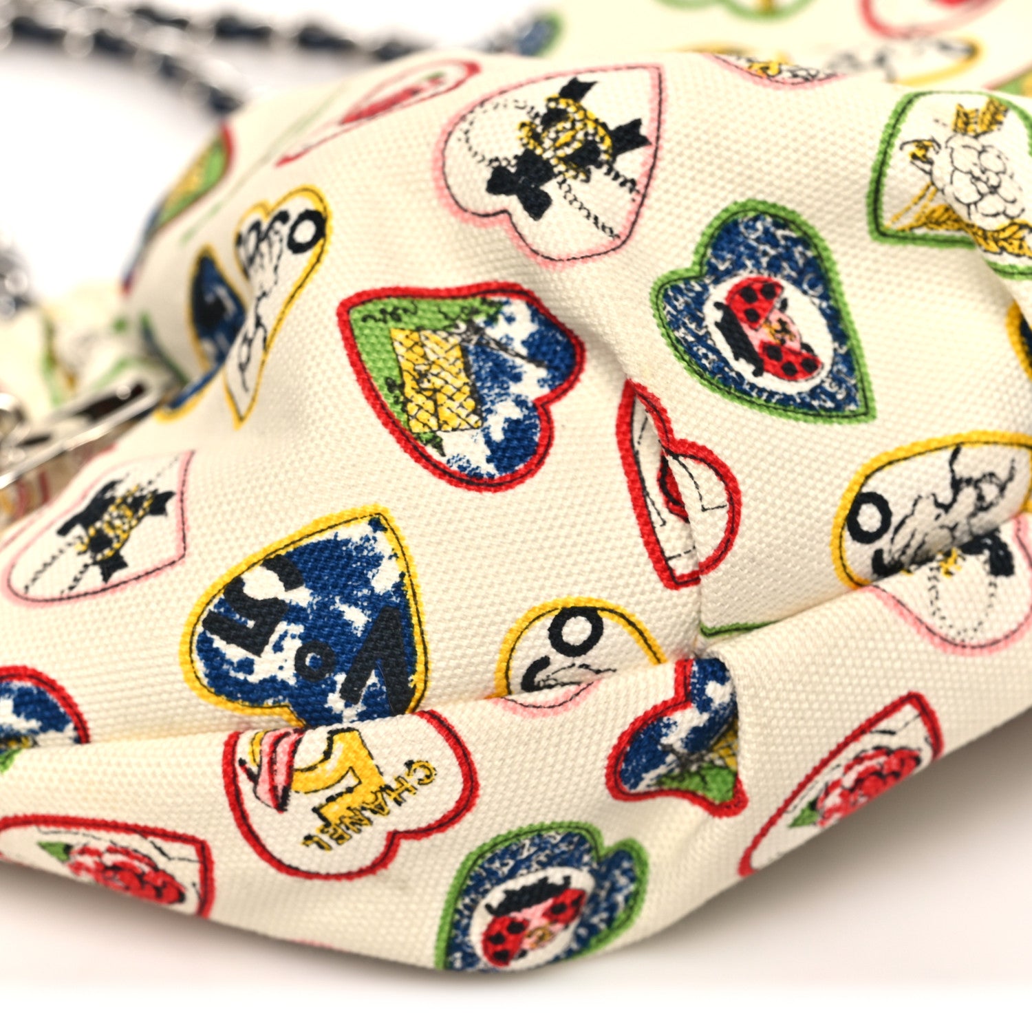 Chanel Canvas Coco Hearts Shoulder Bag White 9 of 10