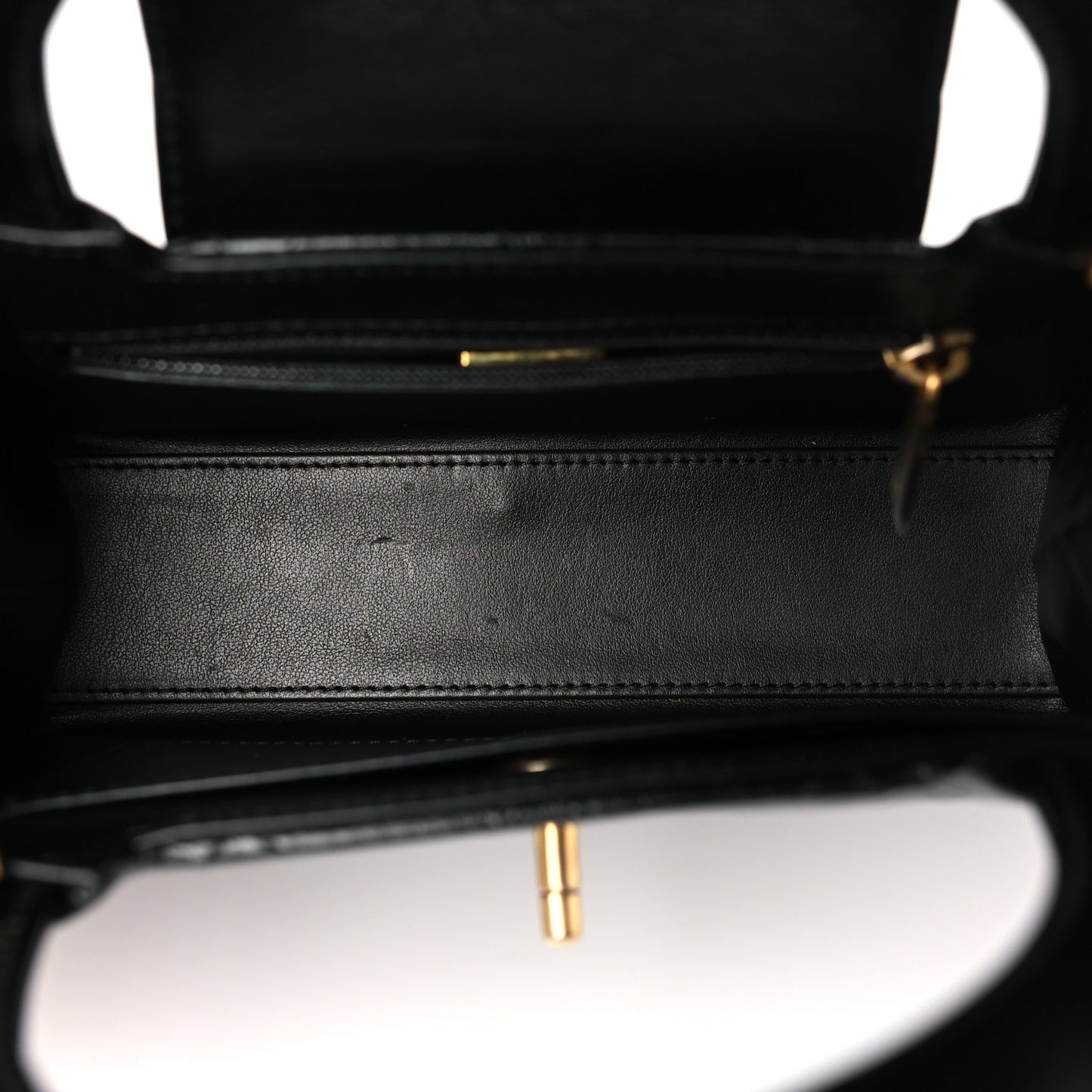 Shiny Aged Calfskin Quilted Nano Kelly Shopper Black