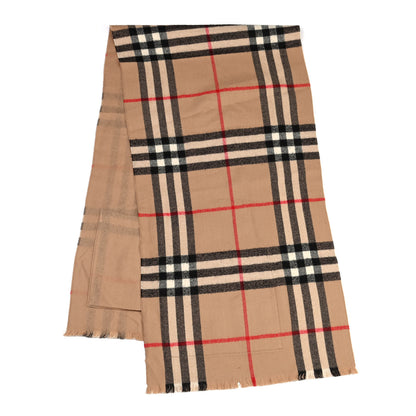 Burberry Merino Wool Cashmere Giant Check Helene Pocket Stole Natural 1 of 4