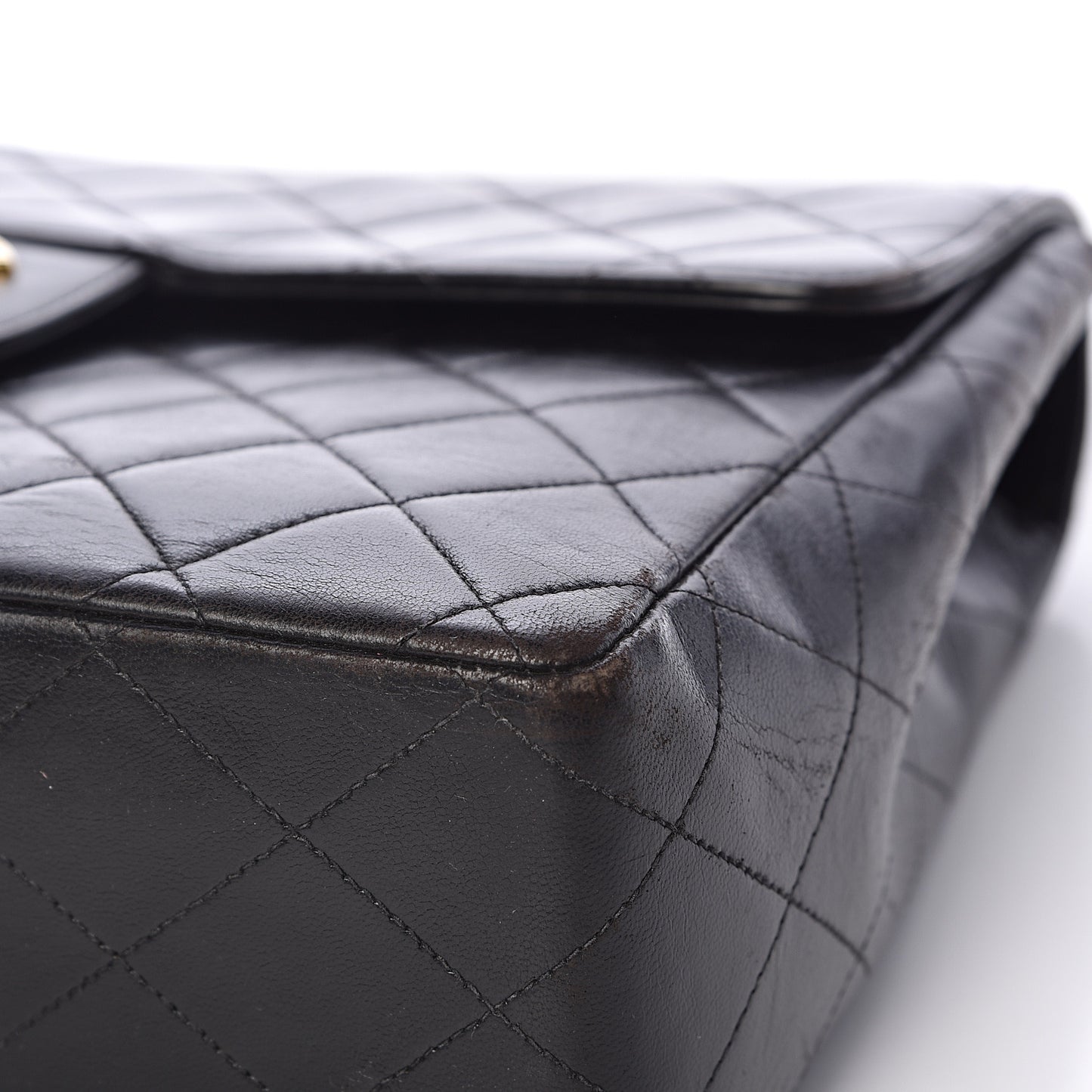 Lambskin Quilted Jumbo Single Flap Black