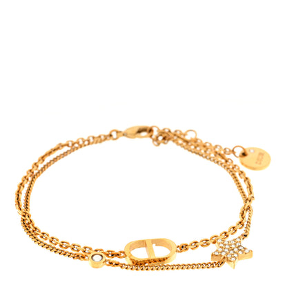 Christian Dior Metal Crystal Petit CD Double Bracelet Gold 1 of 3