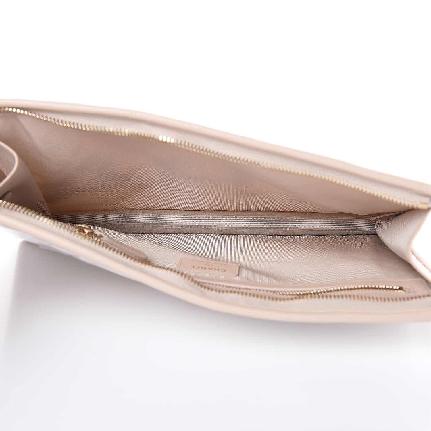 Chanel Tweed PVC Lambskin Wristlet Pouch Beige 5 of 9