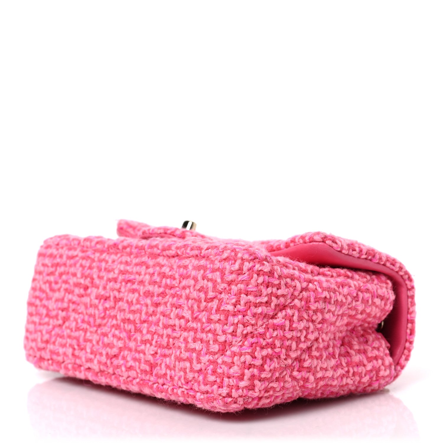 Chanel Wool Tweed Quilted Mini Rectangular Flap Dark Pink Fuchsia 9 of 9