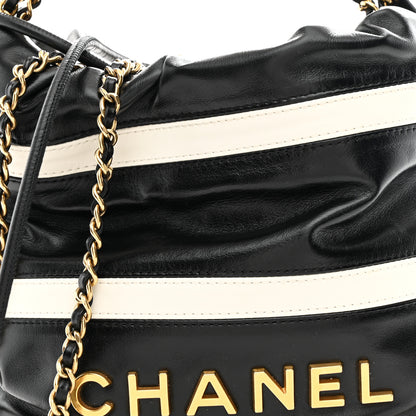 Chanel Shiny Calfskin Striped Mini Chanel 22 Black White 8 of 10