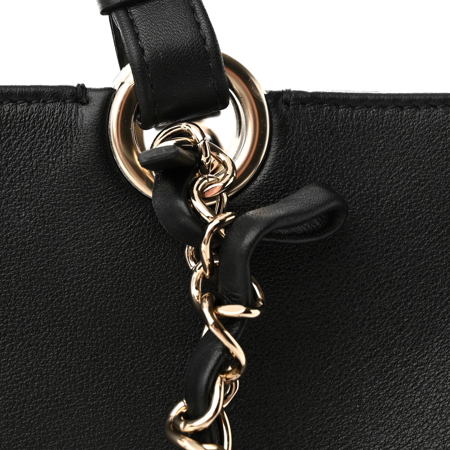 Calfskin CC Zipped Shopping Tote Black