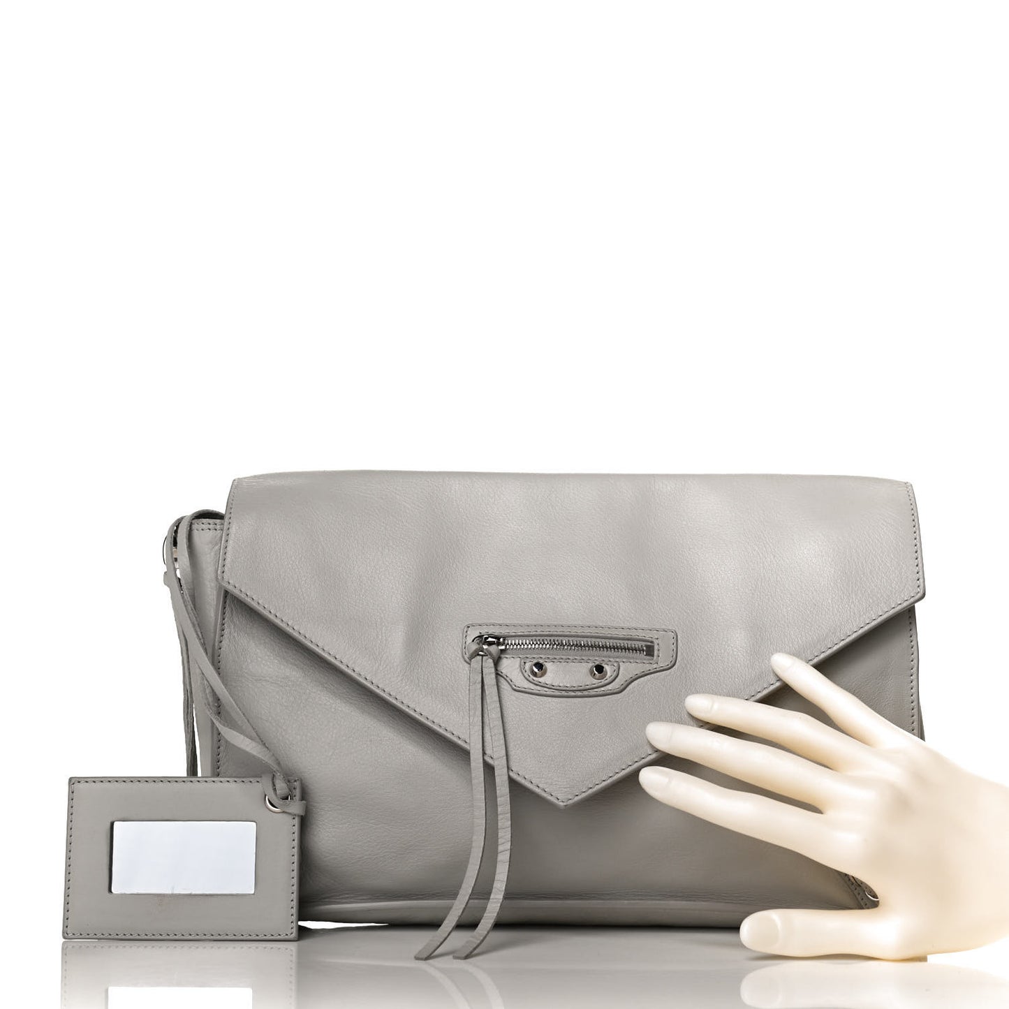 Veau Papier Sight Clutch Gris Metal