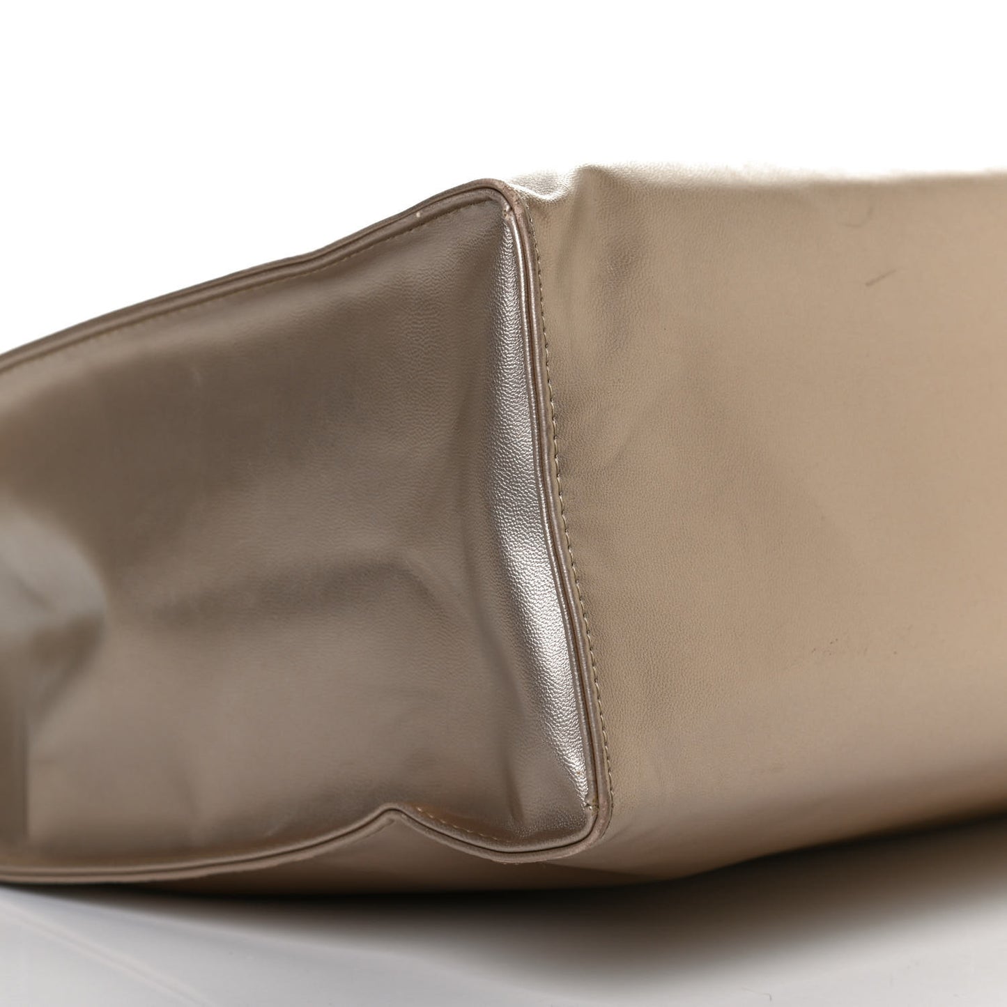 Metallic Vegan Leather Large Shopping Bag Gold