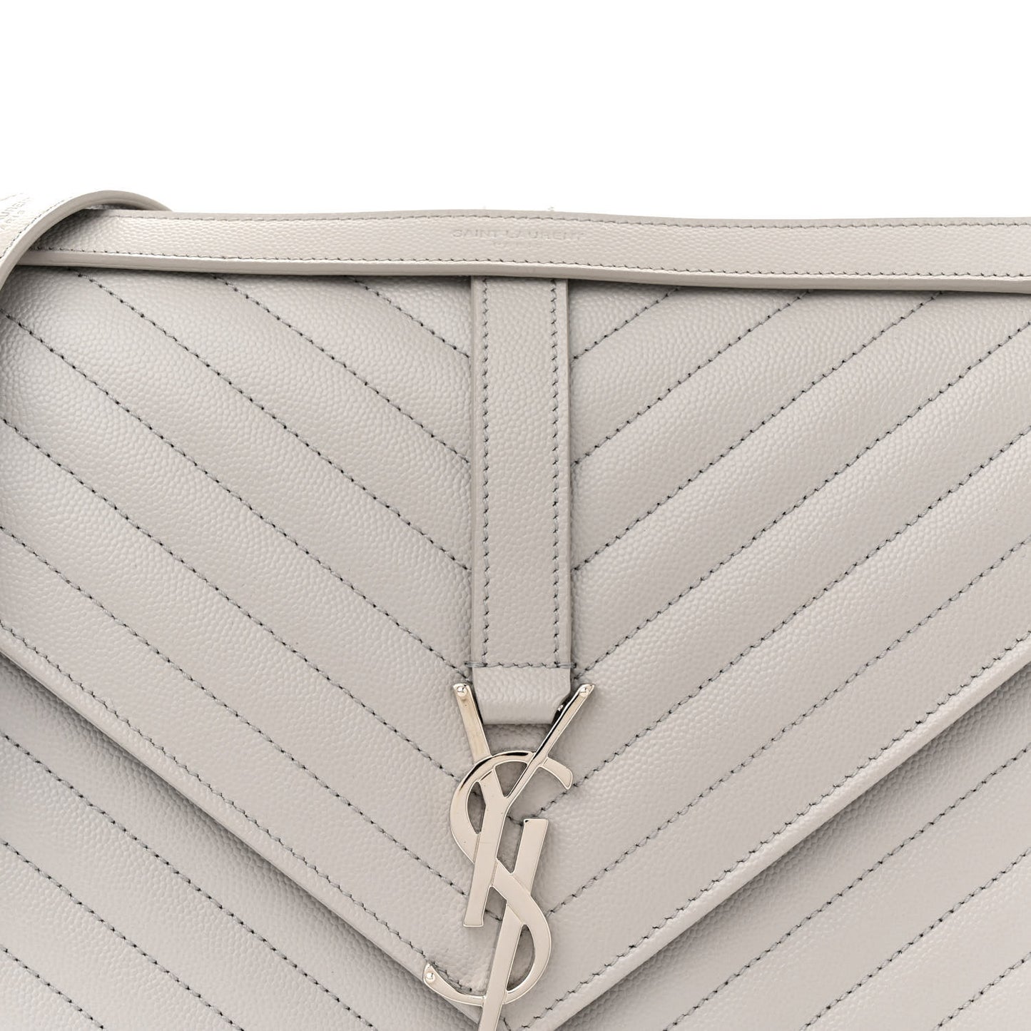 Grain De Poudre Matelasse Chevron Large Monogram Satchel Light Grey