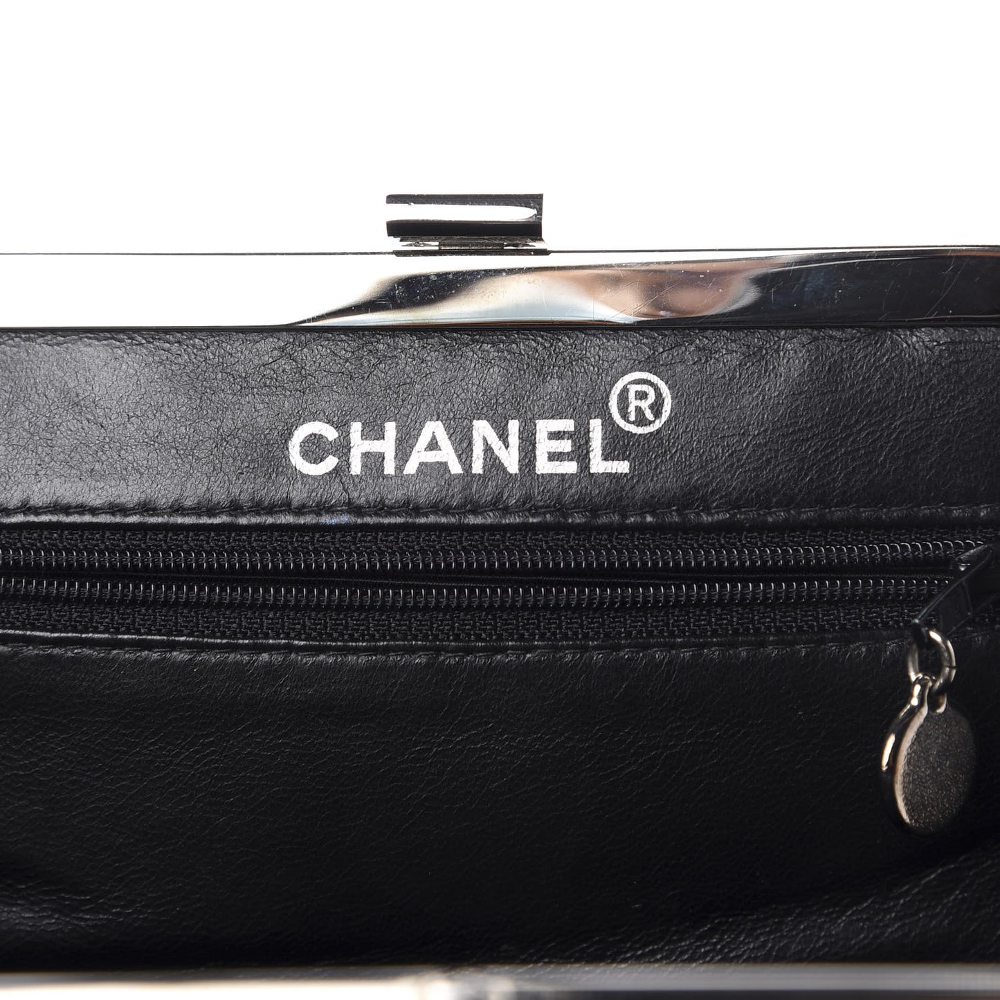 Patent Quilted Kisslock Frame Bag Black