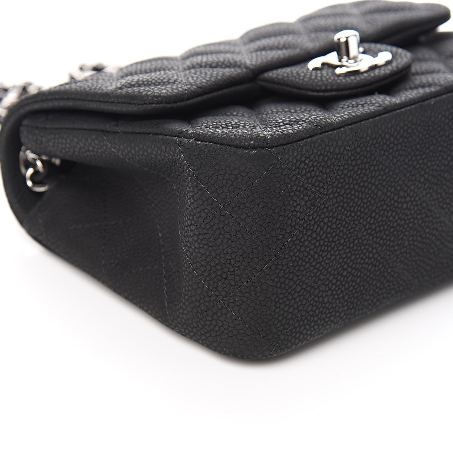 Iridescent Caviar Quilted Mini Square Flap Black