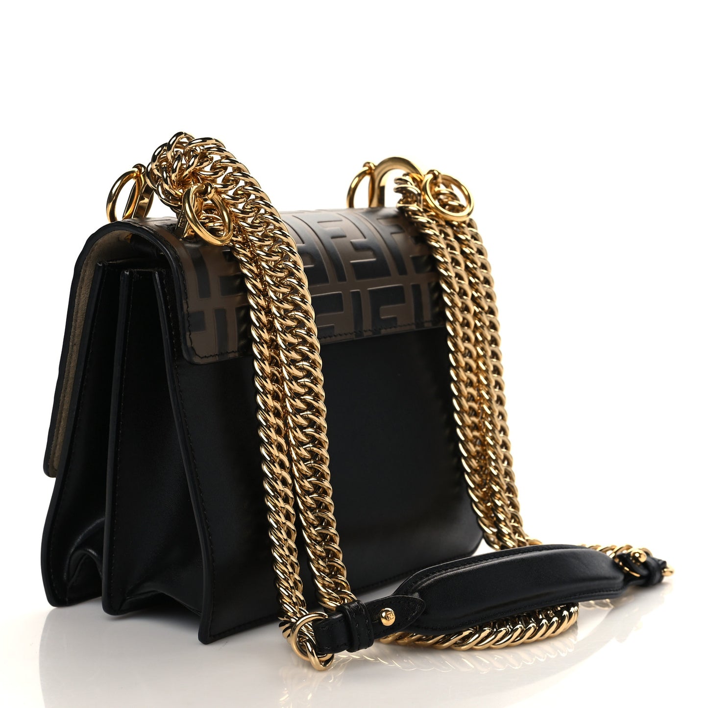 Vitello Liberty Bi-Color FF 1974 Embossed Small Kan I Shoulder Bag Black Maya