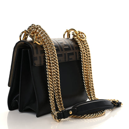 Fendi Vitello Liberty Bi-Color FF 1974 Embossed Small Kan I Shoulder Bag Black Maya 3 of 7