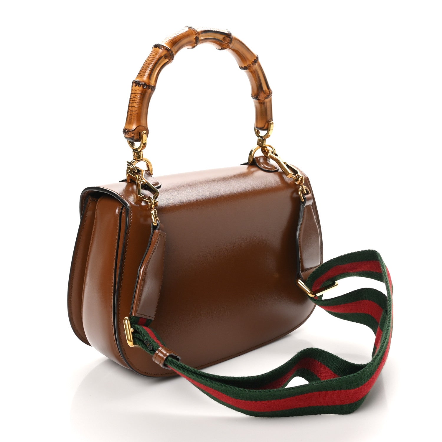Gucci Boarded Dyana Lux Calfskin Web Medium Bamboo 1947 Top Handle Bag Brown 4 of 10