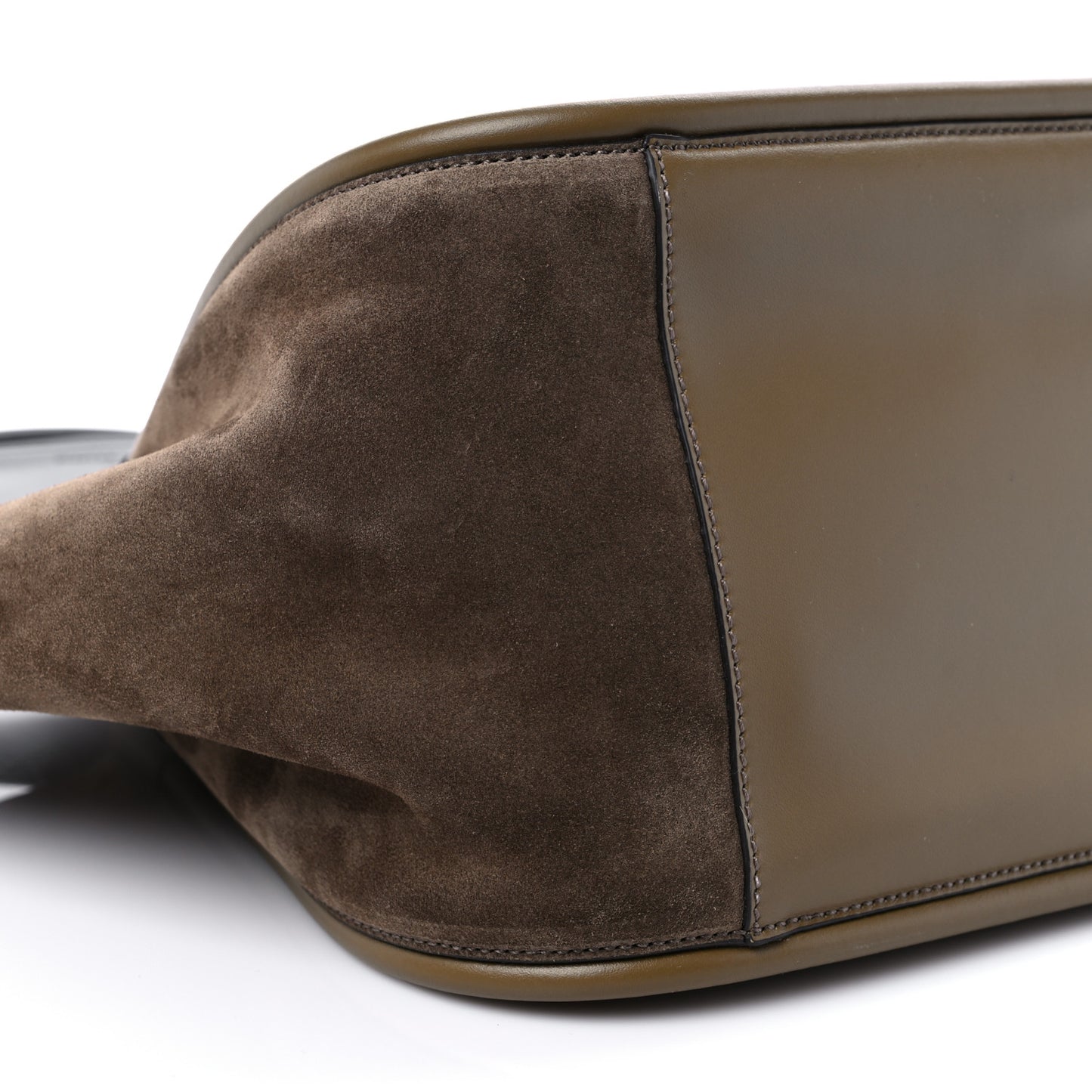 Calfskin Suede Large Ruched Tote Truffle