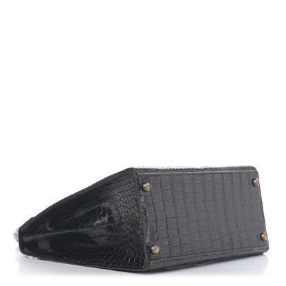 Hermes Shiny Niloticus Crocodile Kelly 28 Black 4 of 34