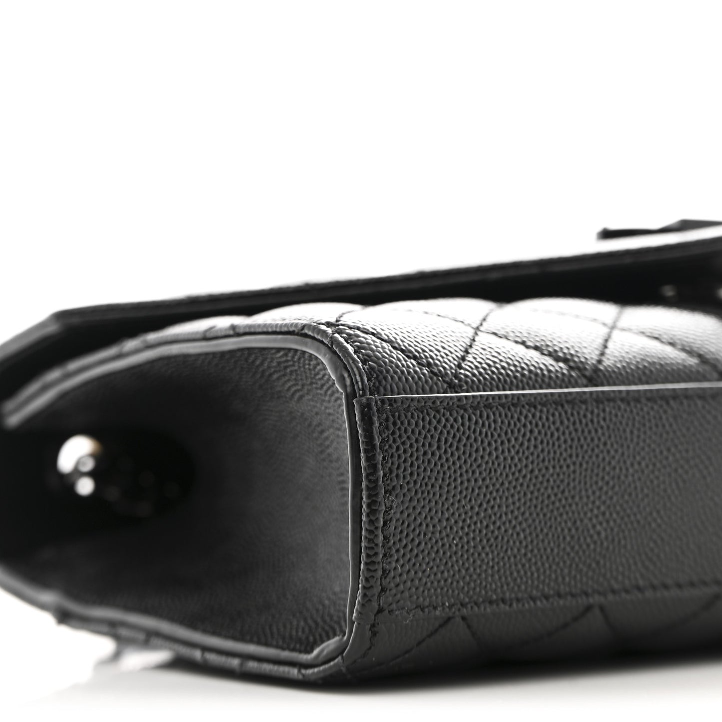 Grain De Poudre Textured Mixed Matelasse Triquilt Small Monogram Monochrome Satchel Black