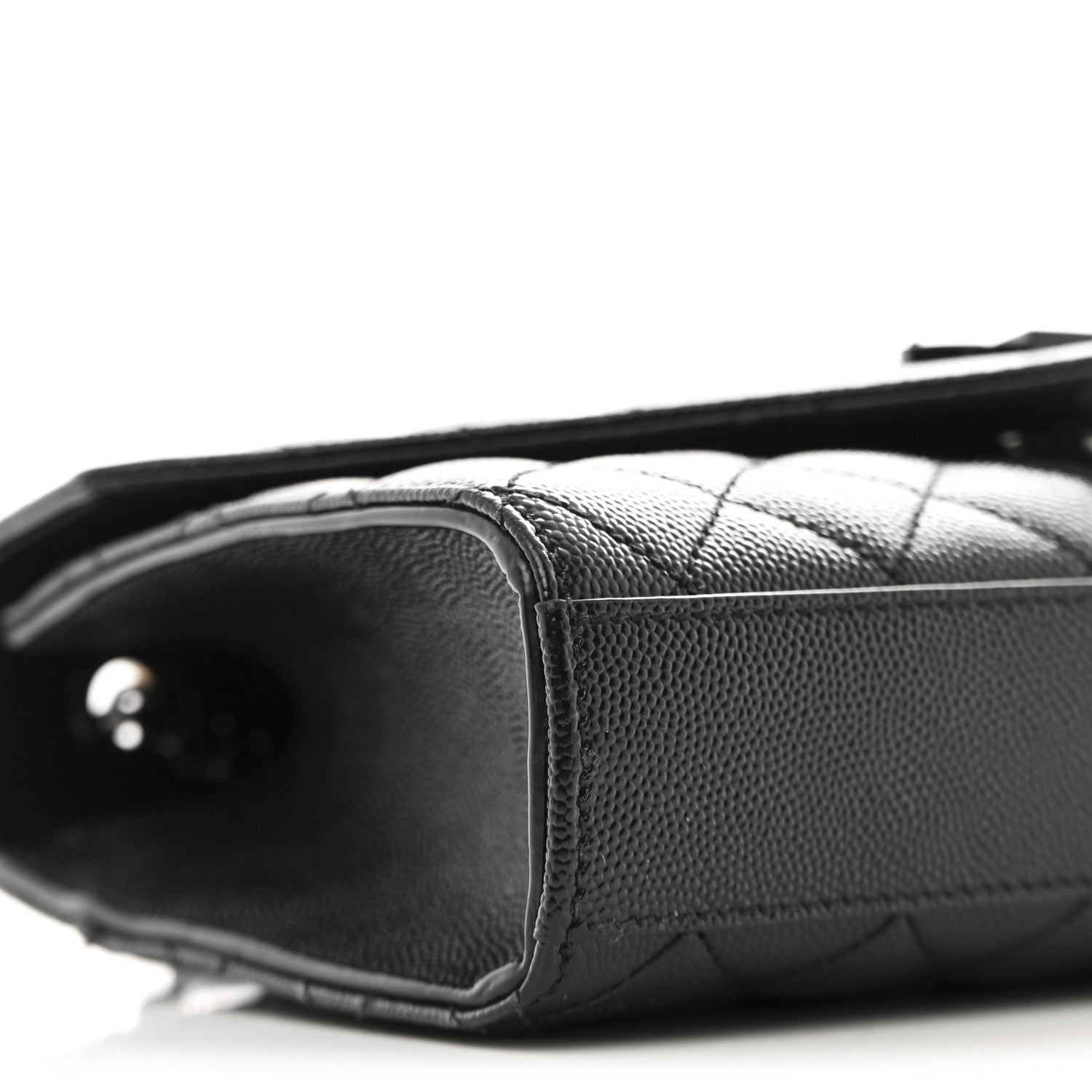 Saint Laurent Grain De Poudre Textured Mixed Matelasse Triquilt Small Monogram Monochrome Satchel Black 8 of 9