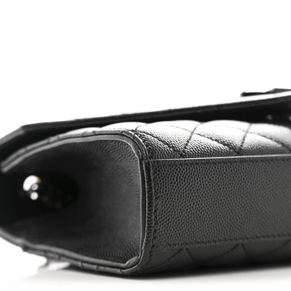Saint Laurent Grain De Poudre Textured Mixed Matelasse Triquilt Small Monogram Monochrome Satchel Black 8 of 9