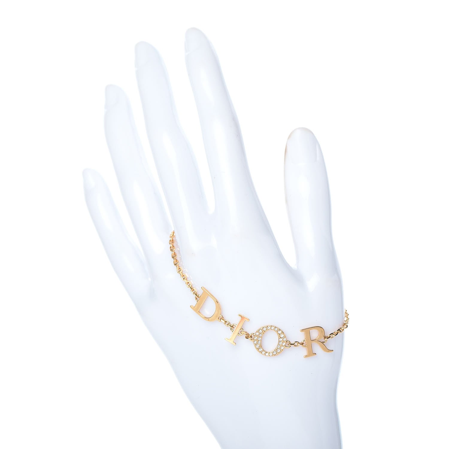 Christian Dior Crystal Logo Bracelet Gold 2 of 4
