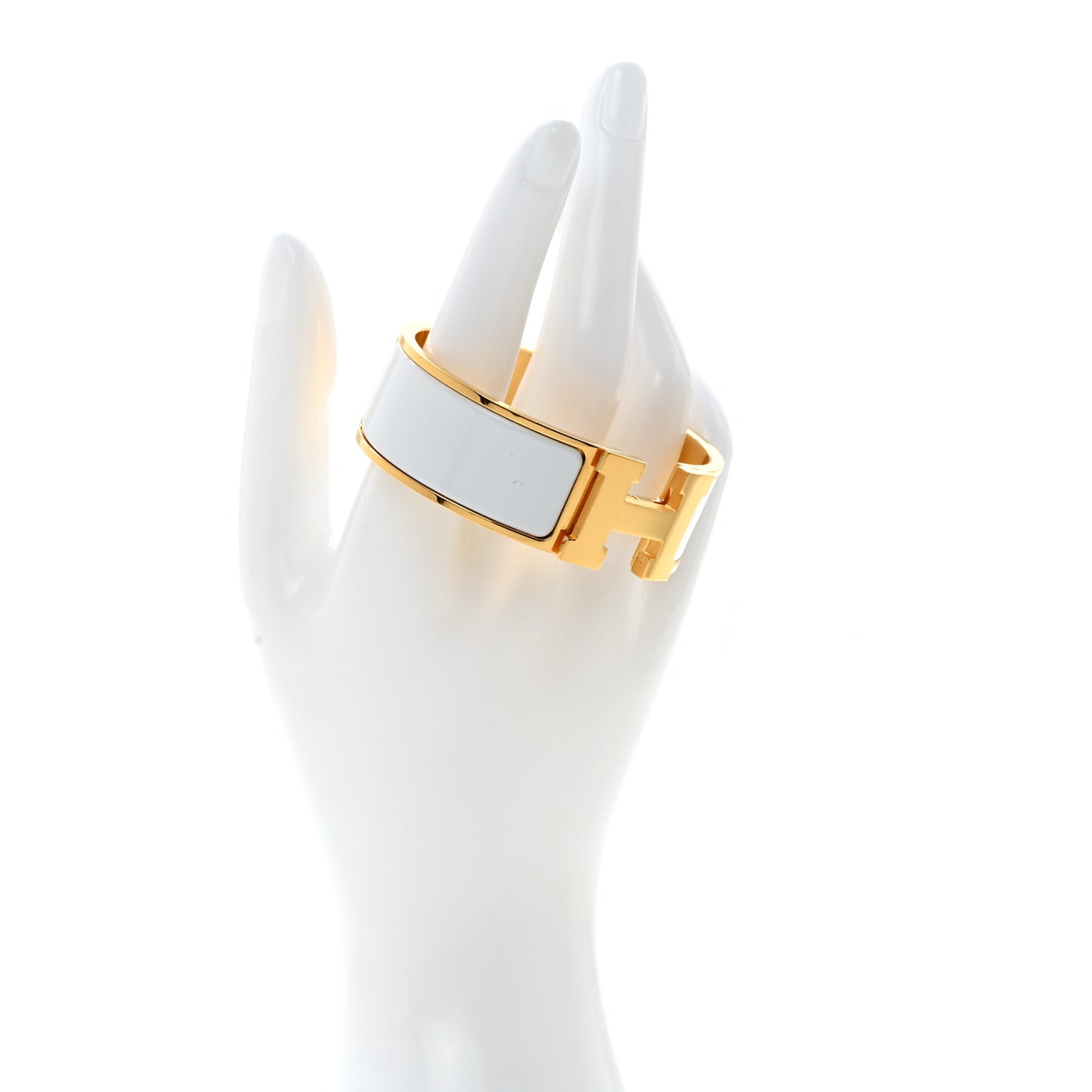 Enamel Wide Clic Clac H Bracelet PM White