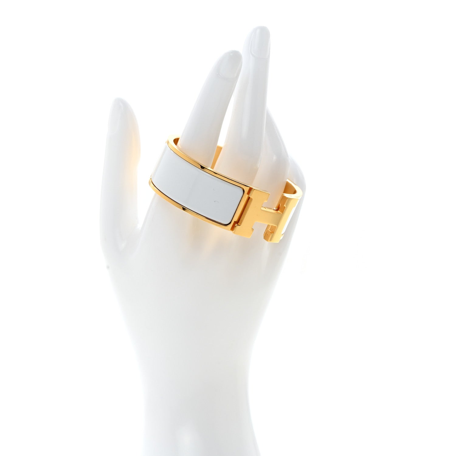Hermes Enamel Wide Clic Clac H Bracelet PM White 2 of 6