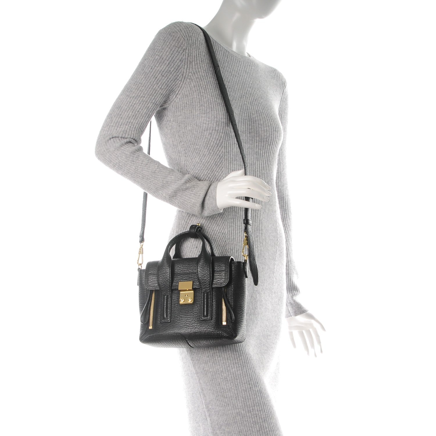 3.1 Phillip Lim 3.1 Textured Calfskin Mini Pashli Satchel Black 2 of 7