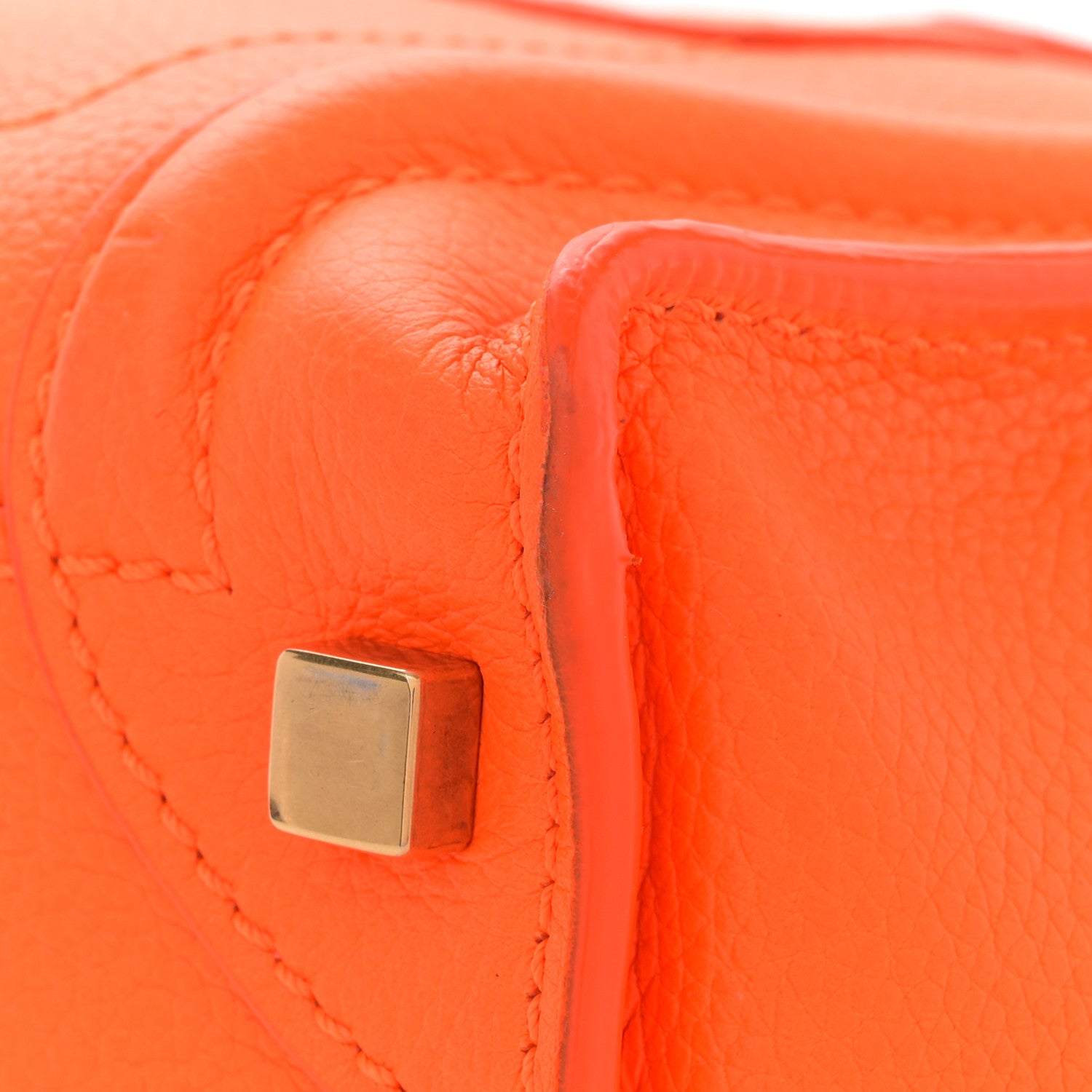 Celine Drummed Calfskin Micro Luggage Fluo Orange 11 of 13