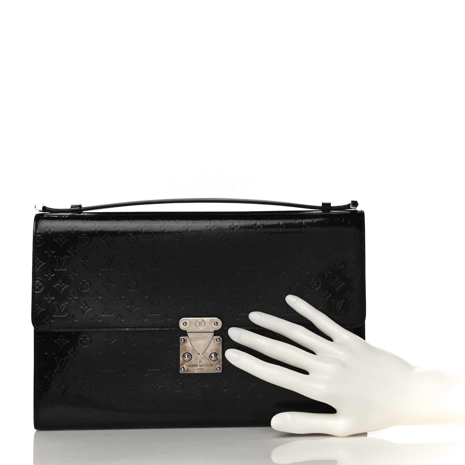 Louis Vuitton Monogram Glace Anouchka Pochette GM Black 2 of 16