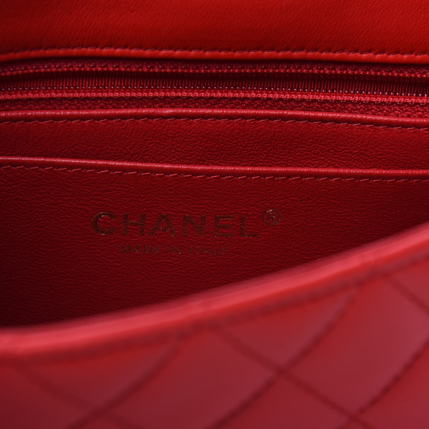 Lambskin Quilted Mini Rectangular Flap Red